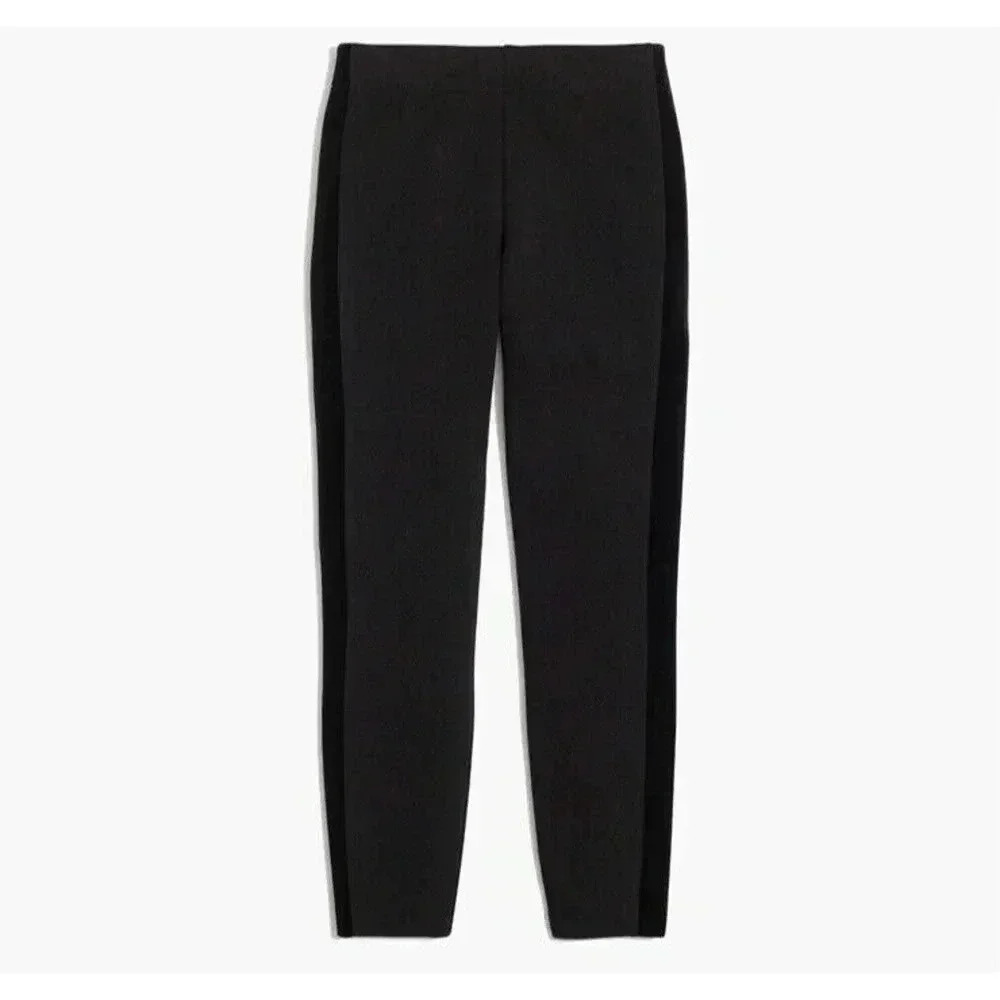 J. Crew Women's Black Gigi Pants Velvet Tuxedo Leg Stripe Stretchy size 6 Zipper